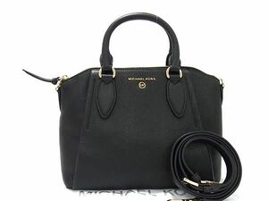 1円 ■新品同様■ MICHAEL KORS マイケルコース レザー 2WAY クロスボディ トート ショルダー ハンドバッグ ブラック系 AY3369