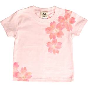 子供服 キッズTシャツ 90サイズ ピンク 舞桜柄 Tシャツ ハンドメイド 手描きTシャツ 和柄 春