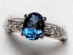 ◆綺麗◆サンタマリア 天然アクアマリン 1.08ct ダイヤモンド D0.20ct/Pt900 高級リング 鑑別書付 Aquamarine Ring◆