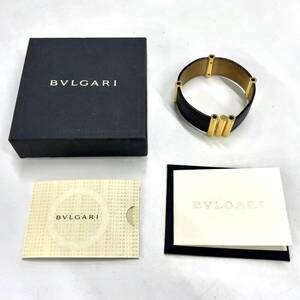 R613-W7-1627 ◎ BVLGARI ブルガリ ABMMEA レディース ブレスレット レザー×金属素材 ダークブラウン系 ゴールド イタリア製 L 箱付き③