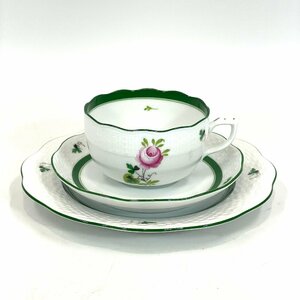 6320-60【 HEREND 】 ヘレンド ウィーンのバラ トリオ カップ＆ソーサー プレート 三つ葉 クローバー 食器 皿