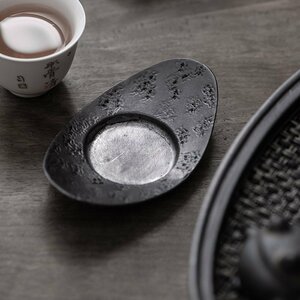 工芸品錫製 茶托　茶器 煎茶道具　茶道具　元寶 5客