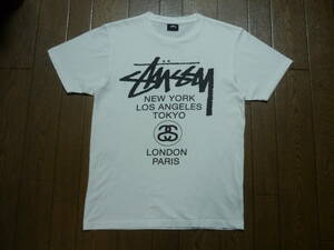 STUSSY　ステューシー　ワールドツアー　半袖　Tシャツ　ホワイト　サイズS