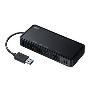 サンワサプライ USB3.1-HDMIディスプレイアダプタ(4K対応・ 2出力・LAN-ポート付き) USB-CVU3HD3 /l