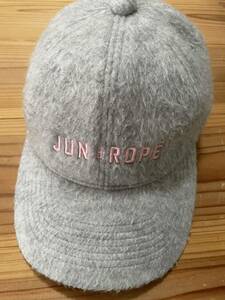 送料込み！JUN&ROPE ゴルフキャップ 灰色 グレー 毛 ジュンロペ GOLF ゴルフウェア 帽子 CAP