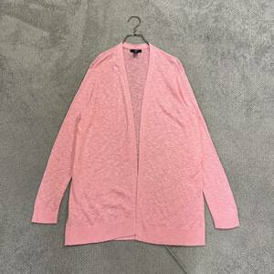 100円スタート♪ （13）GAP ギャップ　コットンカーディガン　サイズXL　レーヨンブレンド　ローゲージ　羽織 ピンク 春ニット　レディース