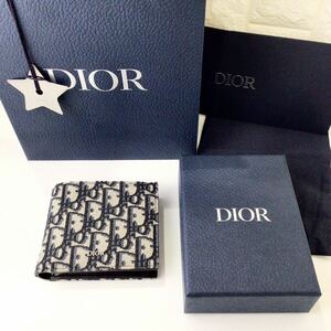 □ Christian Dior 財布 クリスチャンディオール 二つ折り コインケース付きウォレット 2OBBC027YSE ジャガード 美品 箱付き ナ19-4