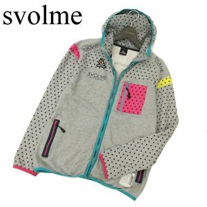 svolme スボルメ ロゴワッペン★ ドット切替 スウェット ジップ パーカー Sz.XL　メンズ グレー サッカー フットサル 大きい　C3T08351_9#O