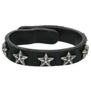 クロムハーツ Chrome Hearts 2SNP/2BTN STAR/2ボタン2スナップ サイズ:9 レザーブレスレット 中古 NO05