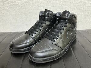 2016年製 NIKE AIR JORDAN 1 MID BLACK/DARK GREY US9.5 27.5ｃｍ エアジョーダン 1 ミッド ブラック/ダークグレー 554724-021