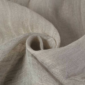 ♪TOP杢麻コットン先染ボーダーガーセタンブラー ベージュｘグレー 巾：115cm♪1.8m[9793]