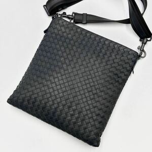 1円【極美品】BOTTEGA VENETA ボッテガヴェネタ イントレチャート メンズ ショルダーバッグ サコッシュ ポシェット 斜め掛け レザー グレー