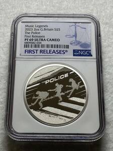 1円出品、売り切りです！2023年 イギリス 2オンス 5ポンドプルーフ銀貨 ミュージックレジェンドシリーズ PF69UCかつファーストリリース品！