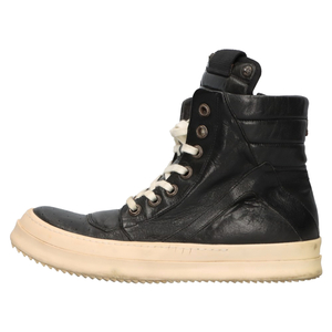 CHROME HEARTS クロムハーツ×Rick Owens GEOBASKET ジオバスケット CHクロス装飾レザーハイカットスニーカー ブラック/ホワイト