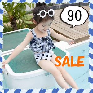 セール 新品 水着 90 キッズ ベビー チェック ドット ビキニ 女の子 韓国 子供服 セパレート 海 旅行 プール スイミング 夏 リボン