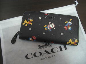 ♪（新品.未使用） COACH コーチ × ディズニー　コラボ ミッキーマウス ファスナー財布/長財布 H2380　CM222