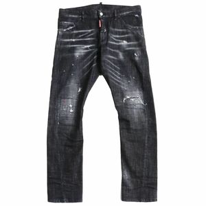 【ドンドン見直し】美品●21SS DSQUARED2 ディースクエアード Sexy Twist Jean S74LB0940 クラッシュデニムパンツ/ジーンズ 黒 46 正規品