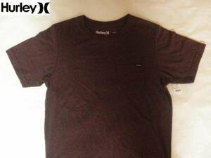 USA購入 人気サーフ系ブランド ハーレー【Hurley】シンプルなポケット付TシャツUS Sサイズ エンジ 新品未使用