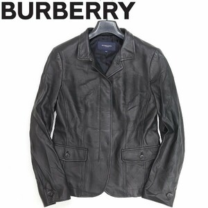 国内正規品◆BURBERRY LONDON バーバリー ロンドン 裏地チェック柄 羊革 ラムレザー ジャケット 黒 ブラック 40