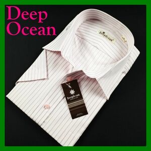 25Deep Ocean半袖レギュラーカラーシャツ 40 ストライプ ピンク