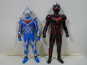 バンダイ ウルトラヒーローシリーズ ウルトラマンネクサスジュネッスブルー ダークザギ 2種 ソフビ 16センチ USED