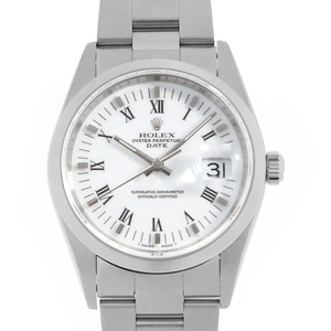 ロレックス オイスターパーペチュアル デイト　 15200 ホワイト センターローマ A番 中古 メンズ 腕時計