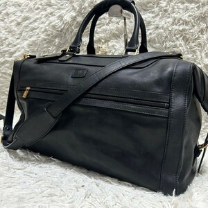 ◆美品◆大容量 ダンヒル dunhill ボストンバッグ ハンドバッグ ショルダー 2way ビジネス メンズ レザー 本革 トラベルバッグ 黒 ブラック