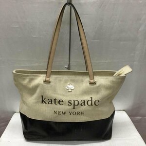 Kate Spade 表記無し ケイトスペード トートバッグ トートバッグ PXRU5024 バイカラー レザー ジュートキャンバス Tote Bag 10107884