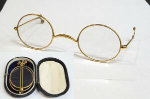 古い折りたたみ眼鏡 骨董 ケース付き アンティーク 折り畳み めがね メガネ