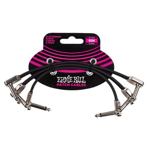 パッチケーブル 15cm LL 3本セット アーニーボール ERNIE BALL 6221 6 Flat Ribbon Patch Cable 3-Pack Black フラットパッチケーブル