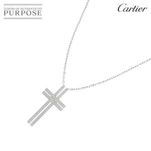 カルティエ Cartier クロス ダイヤ ネックレス 42cm K18 WG ホワイトゴールド 750 Diamond Necklace 90220946