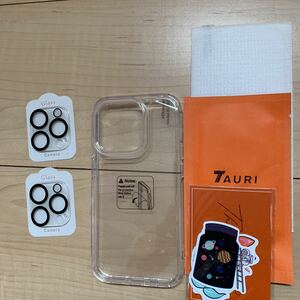 509t1622☆ Tauri iPhone14 Pro 用 ケース 【1+1+2枚セット：1* ケース + 1* ガラスフィルム + 2* カメラフィルム】 クリア