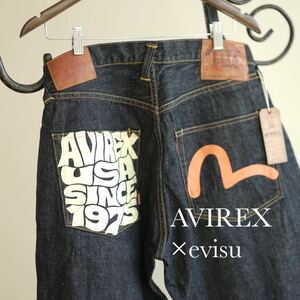 新品タグ付き EVISU × AVIREX ワンウォッシュ デニム パンツ 34×32 Lot.2001 エヴィス×アヴィレックス SPECIAL スペシャル ジーンズ 