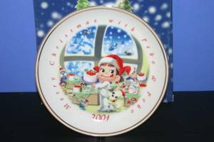 不二家　ペコちゃん・ポコちゃん　クリスマスプレート☆皿　2001年