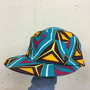 (k) KANGA アフリカンテキスタイル 5パネル 帽子 キャップ ブルー 青 日本製 コットン
