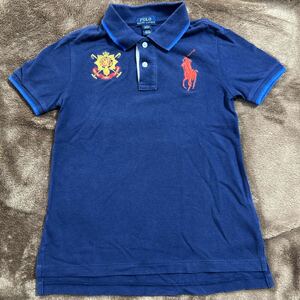 子供服キッズ☆ポロラルフローレンPOLO RALPH LAUREN☆半袖 ポロシャツ ビッグポニー 130サイズ☆紺ネイビー☆送料200円