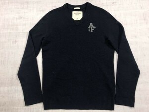 アバクロンビー＆フィッチ Abercrombie&Fitch アメカジ ストリート Vネック ウール・カシミヤ アメカジ ニット セーター メンズ M 紺