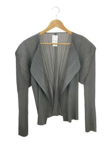 PLEATS PLEASE ISSEY MIYAKE◆カーディガン(薄手)/3/ポリエステル/GRY/PP04-JD623