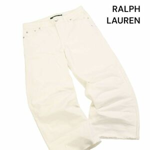 LAUREN ローレン ラルフローレン 通年 ストレッチ♪ カットオフ ワイド デニム パンツ ジーンズ Sz.0　レディース 白　K4B00198_2#R