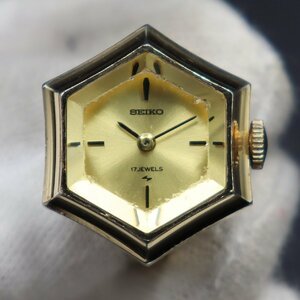 希少 SEIKO セイコー リングウォッチ 11-768A 手巻 カットガラス ゴールドカラーダイヤル ジャンク レディース指輪型時計/アクセサリー