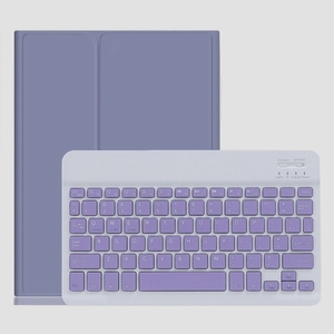 送料無料★iPad 第10世代 10.9インチ キーボード ケース キャンディー色 ペンホルダー付き (紫)
