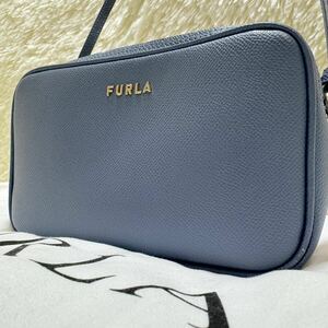 1円〜■極美品■FURLA フルラ リリー LILLI カメラバッグ ショルダーバック 肩掛け レザー ブルー ブルーベージュ 309