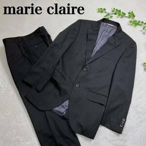 【美品 クリーニング済！】marie clalre（マリクレール）ピンストライプ ジャケット サイズ90A4 チャコールグレー 　パンツおまけ