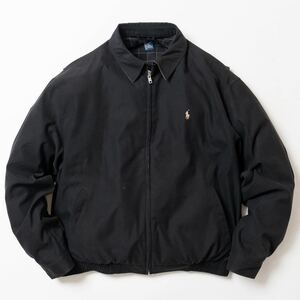 90s Polo Ralph Lauren ポリエステル スイングトップ ジャケット 黒 ブラック ポロ ラルフ ローレン レザー ブルゾン