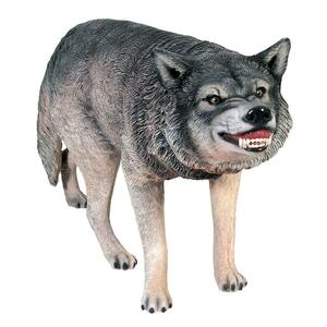 野生の呼び声: 唸る灰色オオカミの彫像 ガーデン彫刻 庭園 エントランス 芝生 レストラン プレゼント 贈り物 輸入品