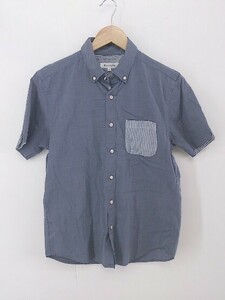◇ THE SHOP TK ザ ショップ ティーケー ボタンダウン 半袖 シャツ サイズM ブルー メンズ P