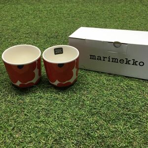 GX4221 MARIMEKKO マリメッコ UNIKKO ウニッコ 067849-001 ラテマグカップ 2個セット食器 ホワイト.レッド 未使用 保管品 コップ