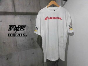 FOX RACING フォックスレーシング × HONDA ホンダ オフィシャル コラボ ロゴプリント半袖 TシャツXL/白 ホワイト/メンズ/バイク