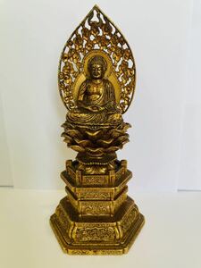 仏像 仏教美術 置物 大日如来坐像 阿弥陀如来 約911g 約20.5cm×9.5cm×6.5cm