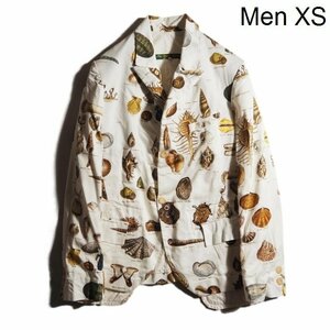 K4299P　▼Paul Harnden ポールハーデン▼　新品 Mens Blazer Shell Print シェルプリント コットンジャケット ホワイト 白 XS 春夏 rb mks